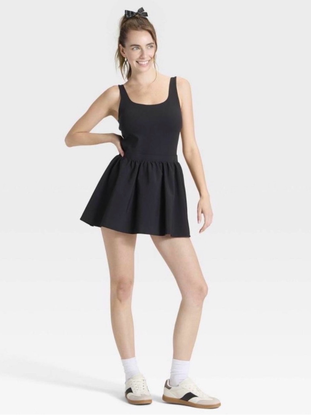 Black Mini Active Dress with Built-in Shorts